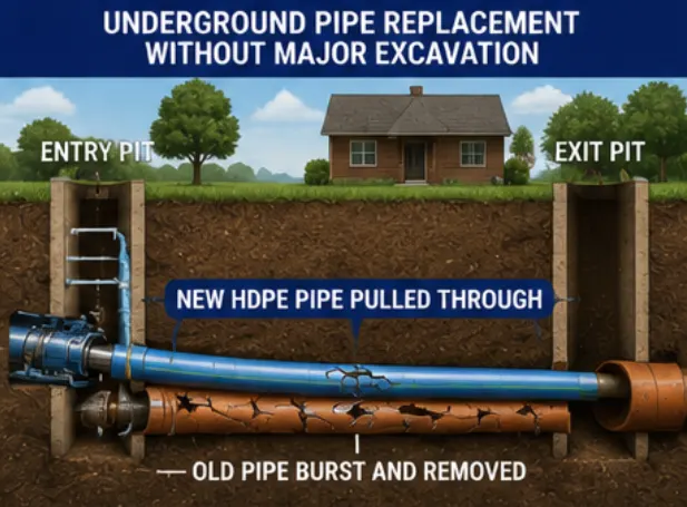 Underground pipe replacement diagram
